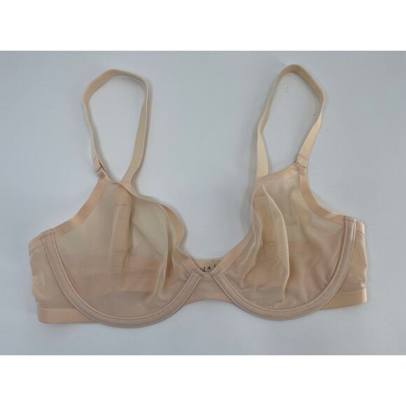 Cuup The Plunge Mesh Bra Sz 32D Sand Beige Underwire Sheer - Picture 1 of 4